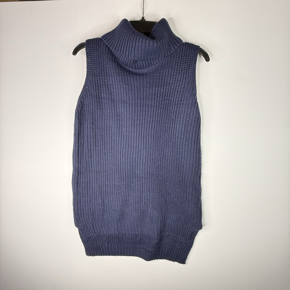 Sketchbook Turtleneck Sleeveless Long Sweater Navy  S/M NWT